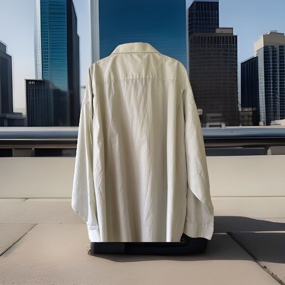 BIG & TALL LUXURY Giorgio Ferraro Mens Dress Shirt 22” 36/37” Pale Green EUC - Picture 7 of 10